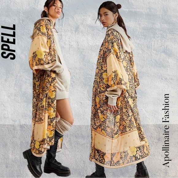 SPELL GYPSY COLLECTIVE HIBISCUS LANE MAXI ROBE IN LICORICE NWT M/L RARE - Picture 1 of 9